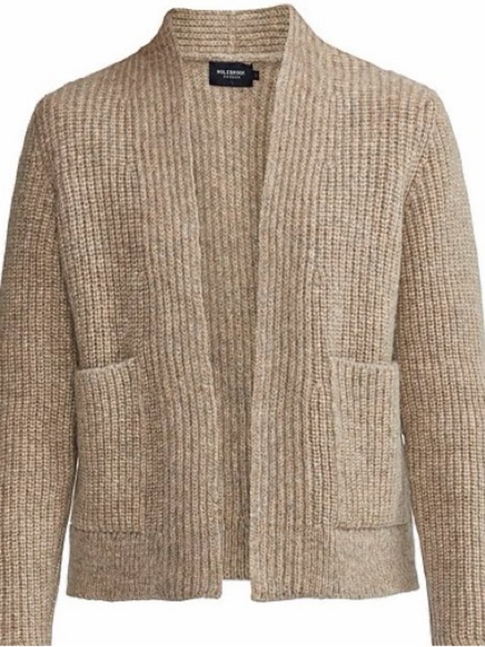Holebrook Sweden Merino Wool Mohair Chunky Knit Cardigan L Taupe